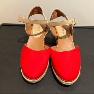 BareTraps Red and Tan Espadrilles
